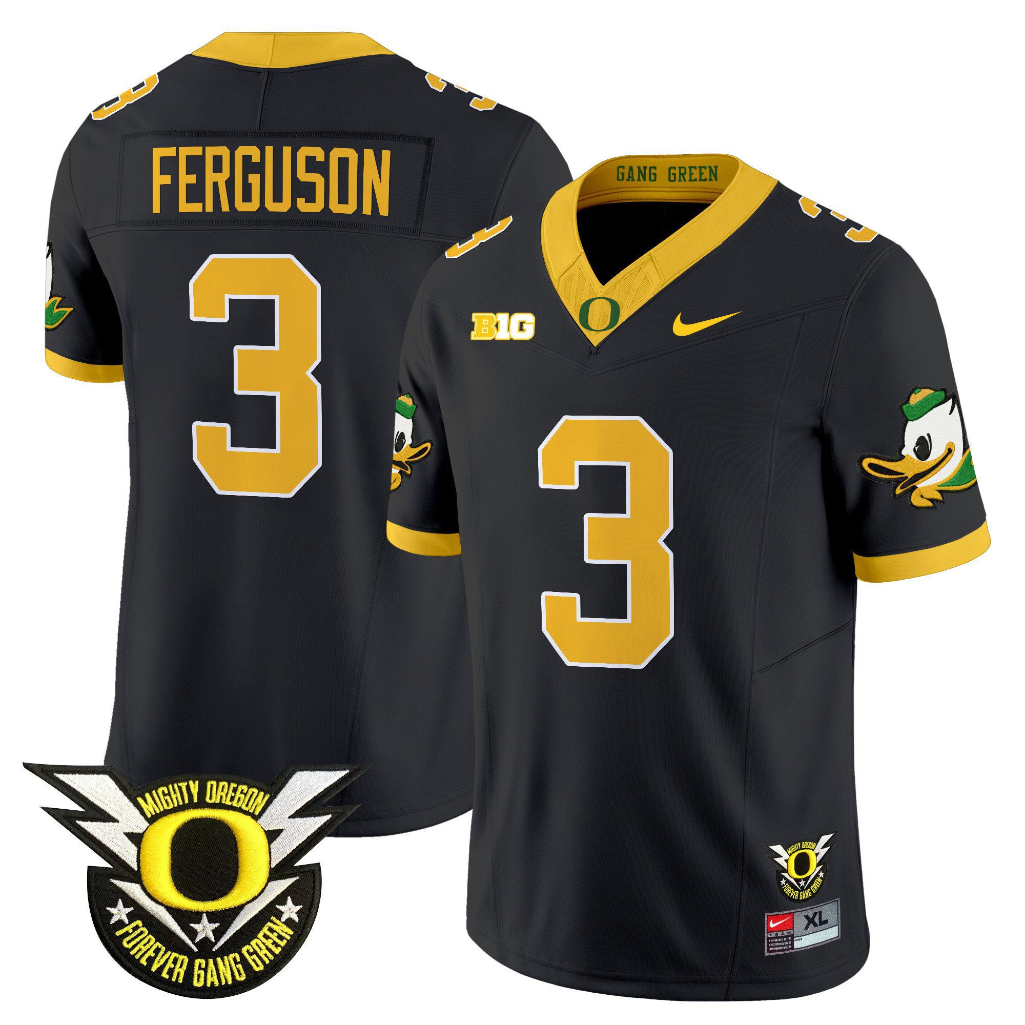 Men Oregon Ducks #3 Ferguson Black 2024 Nike Forever Gang Green & BIG Patch Vapor Limited NCAA Jersey->indianapolis colts->NFL Jersey